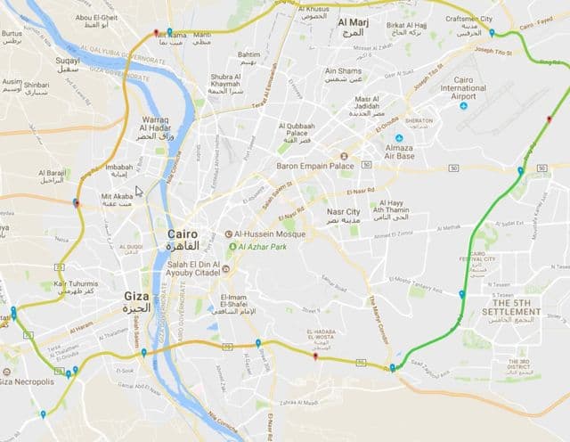 Mapa lotnisk w Kairze