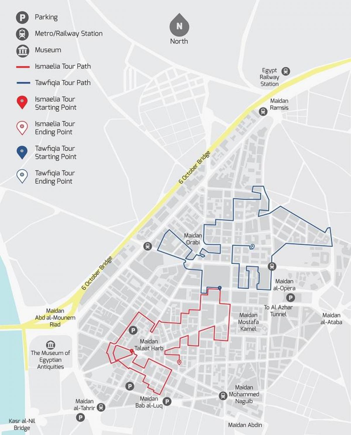 Mapa wycieczek autobusowych Kair Hop On Hop Off