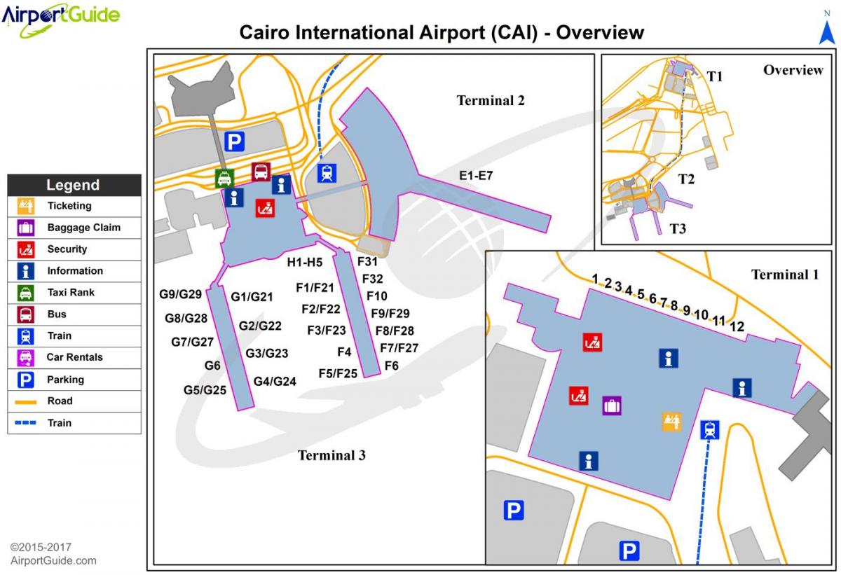 Mapa terminalu lotniska w Kairze