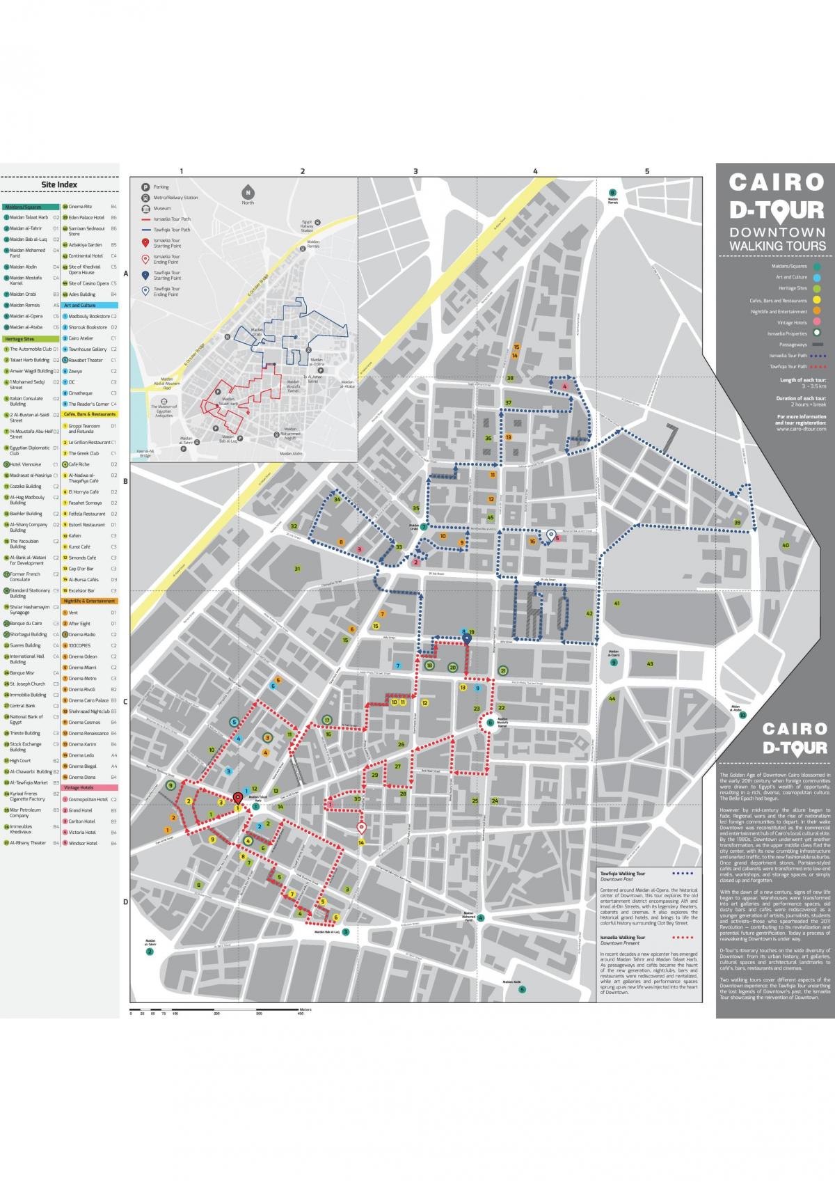 Mapa pieszych wycieczek po Kairze